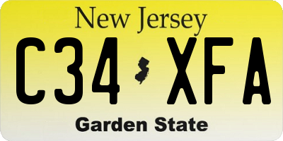 NJ license plate C34XFA