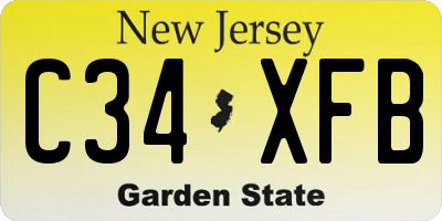 NJ license plate C34XFB