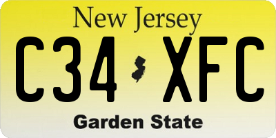 NJ license plate C34XFC