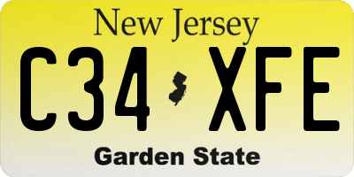 NJ license plate C34XFE