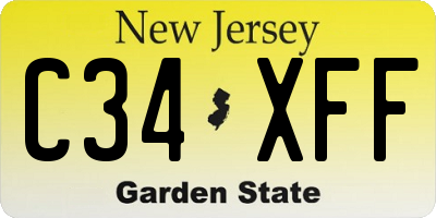 NJ license plate C34XFF