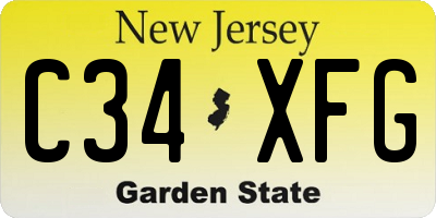 NJ license plate C34XFG