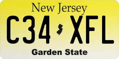 NJ license plate C34XFL