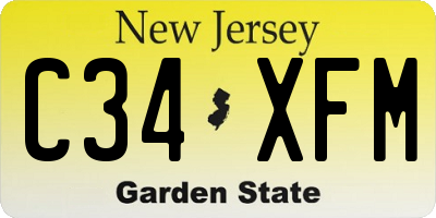 NJ license plate C34XFM