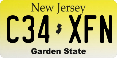 NJ license plate C34XFN