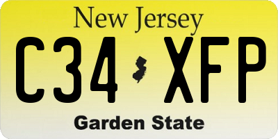 NJ license plate C34XFP