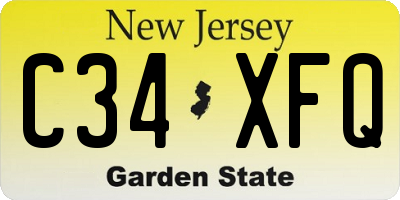 NJ license plate C34XFQ