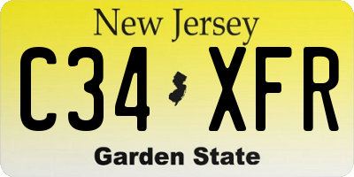 NJ license plate C34XFR
