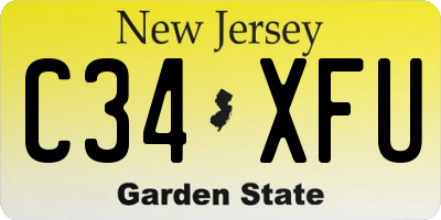 NJ license plate C34XFU