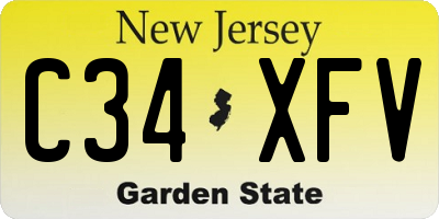 NJ license plate C34XFV