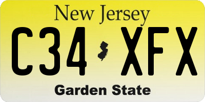NJ license plate C34XFX
