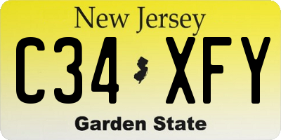 NJ license plate C34XFY