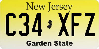 NJ license plate C34XFZ