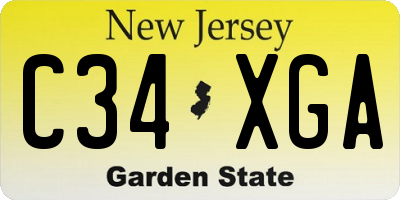 NJ license plate C34XGA