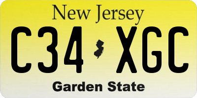 NJ license plate C34XGC