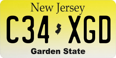 NJ license plate C34XGD