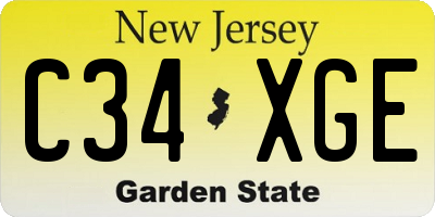 NJ license plate C34XGE