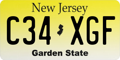 NJ license plate C34XGF