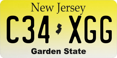 NJ license plate C34XGG