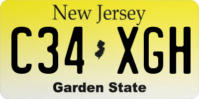 NJ license plate C34XGH
