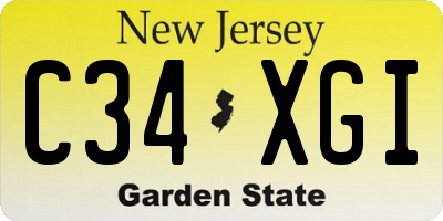 NJ license plate C34XGI