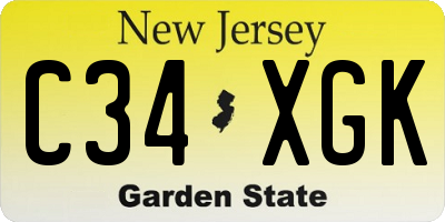 NJ license plate C34XGK
