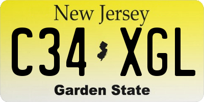 NJ license plate C34XGL