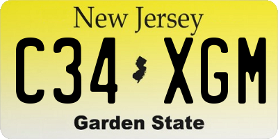 NJ license plate C34XGM