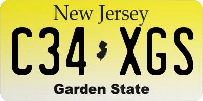 NJ license plate C34XGS