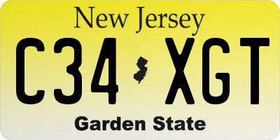 NJ license plate C34XGT