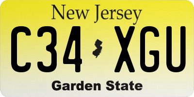 NJ license plate C34XGU