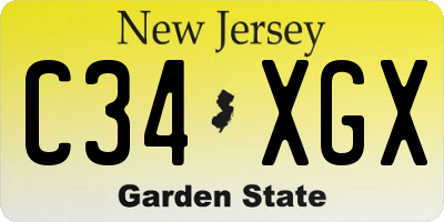 NJ license plate C34XGX