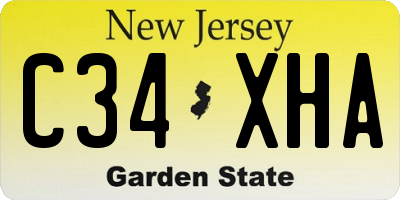 NJ license plate C34XHA