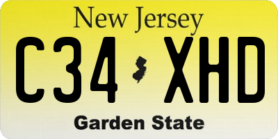 NJ license plate C34XHD