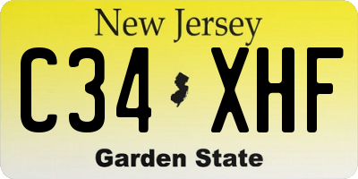 NJ license plate C34XHF