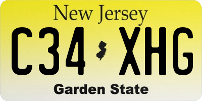 NJ license plate C34XHG