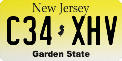 NJ license plate C34XHV