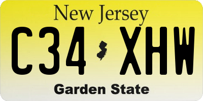NJ license plate C34XHW