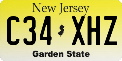 NJ license plate C34XHZ
