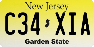 NJ license plate C34XIA