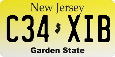 NJ license plate C34XIB