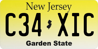 NJ license plate C34XIC