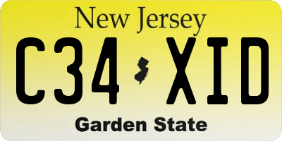 NJ license plate C34XID