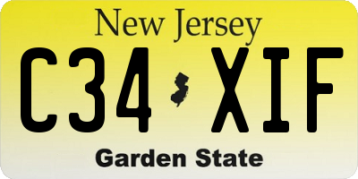 NJ license plate C34XIF