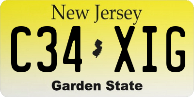 NJ license plate C34XIG