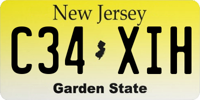 NJ license plate C34XIH
