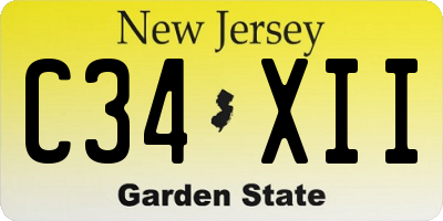 NJ license plate C34XII