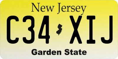NJ license plate C34XIJ