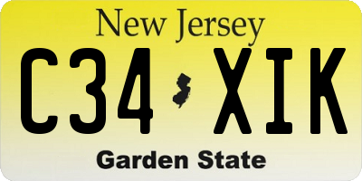 NJ license plate C34XIK