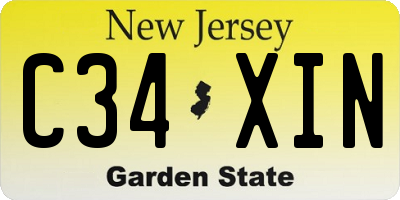 NJ license plate C34XIN